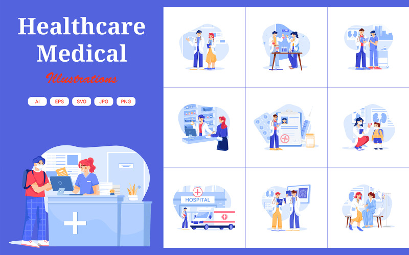 M443_ Pakiet ilustracji dotyczących opieki zdrowotnej i medycyny