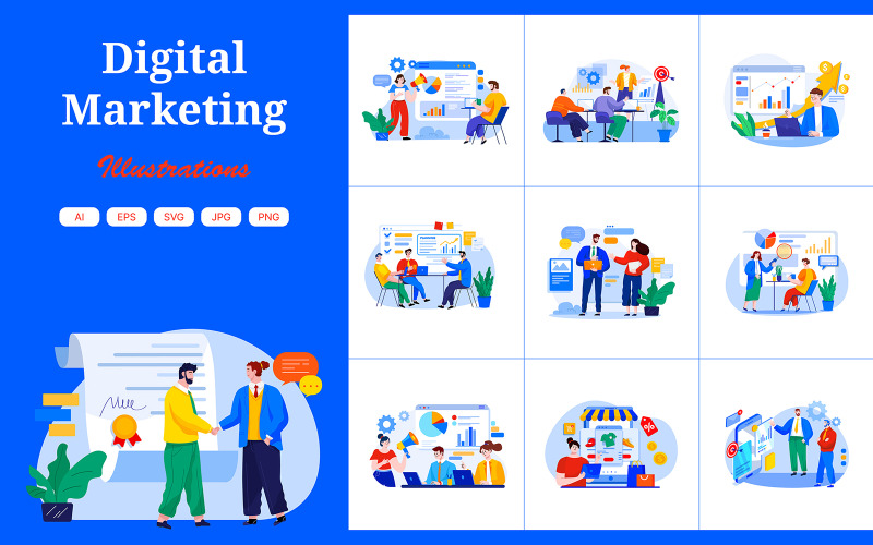 M446_ Paquete de ilustraciones de marketing digital