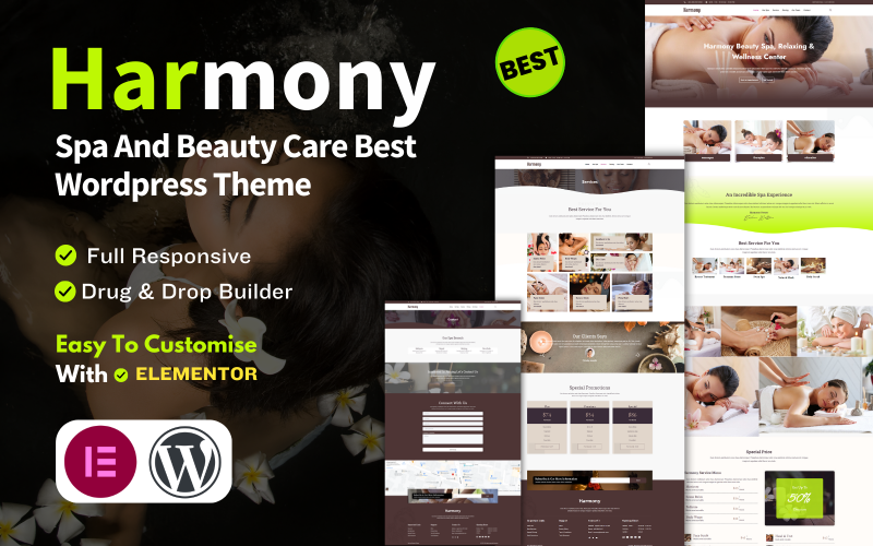 Thème WordPress pour salon de spa Harmony Beauty Care