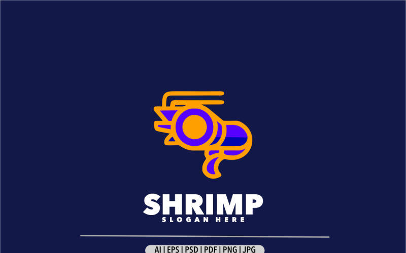 Diseño de logotipo de color simple de camarones.