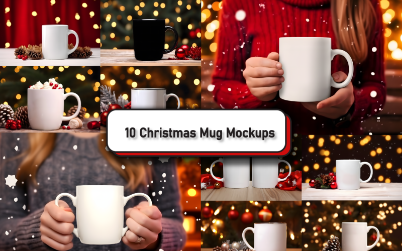 Ensemble de maquettes de tasse de Noël confortable