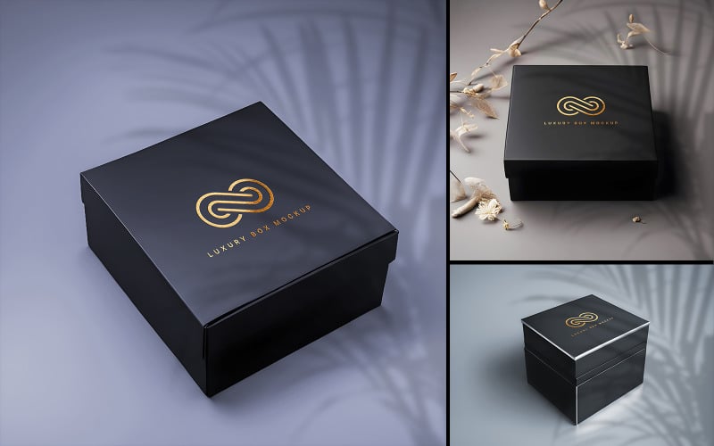 Gift Box Mockup with Bow and Silk Ribbons on Yellow Images Creative Store -  122846