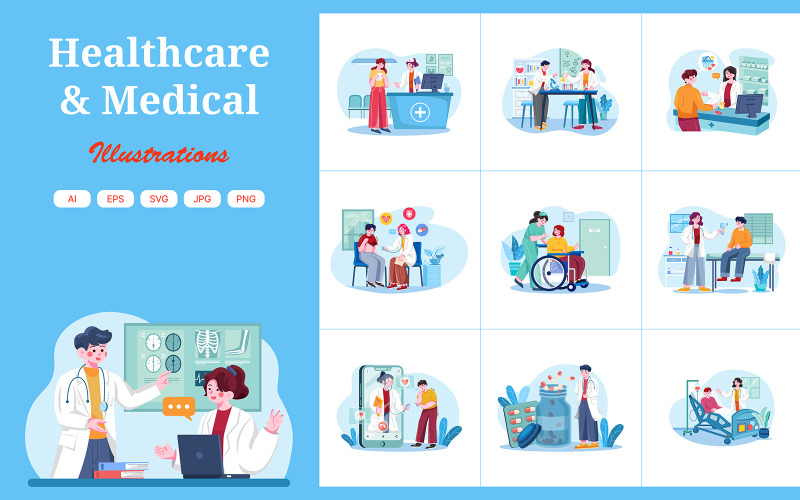 M452_ Pacote de ilustrações médicas e de saúde
