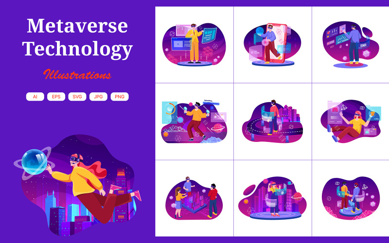 M468_ Paquete de ilustraciones de tecnología Metaverse