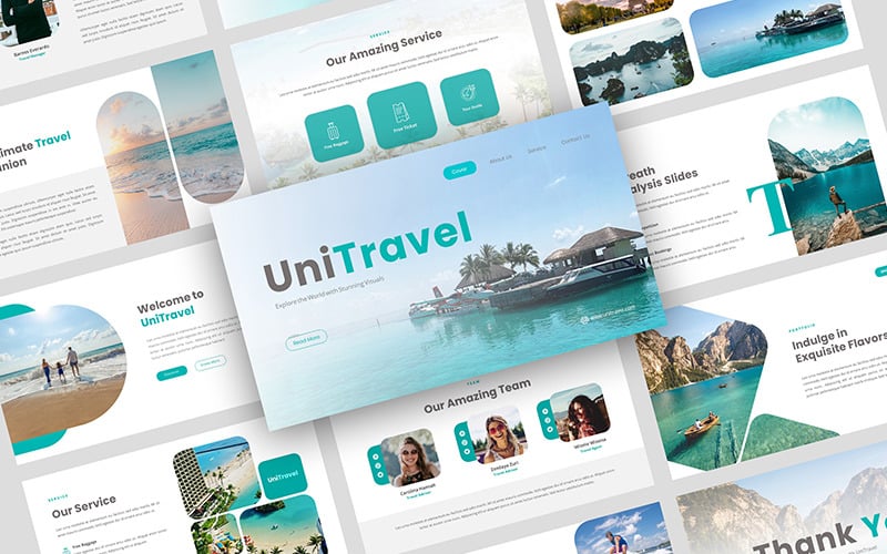 Modello PowerPoint di UniTravel-Agenzia di viaggi