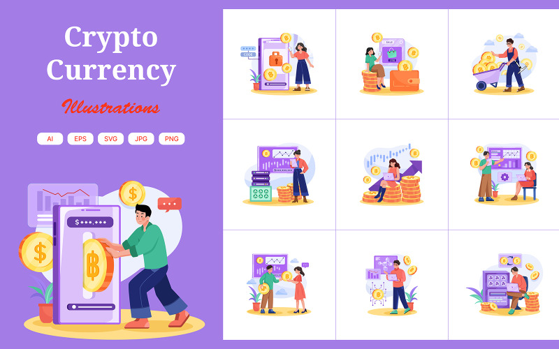Pakiet ilustracji kryptowaluty M470_