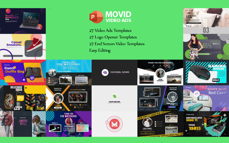 Шаблон PowerPoint відеореклами Movid