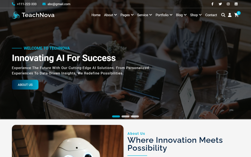 TechNova - AI och IT Startup Agency HTML5 webbplatsmall