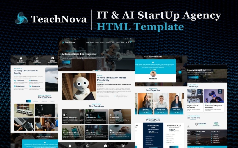 TechNova – HTML5-шаблон веб-сайту агентства зі штучного інтелекту та ІТ-стартапів