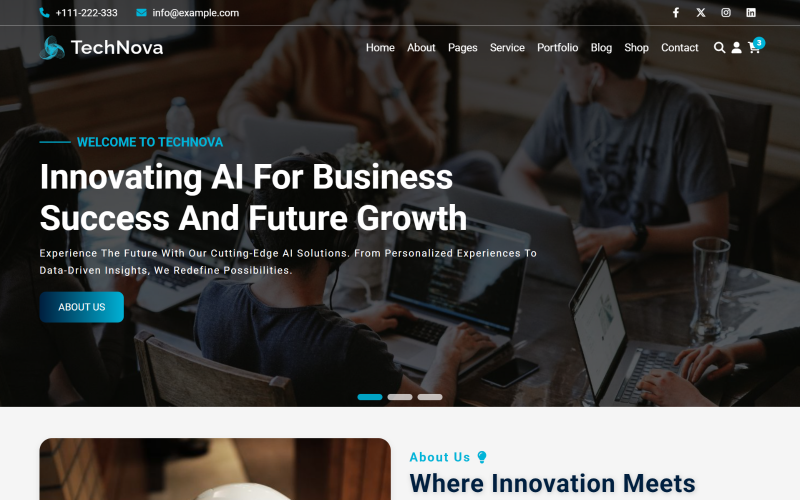 TechNova – HTML5-Website-Vorlage für KI- und IT-Startup-Agenturen