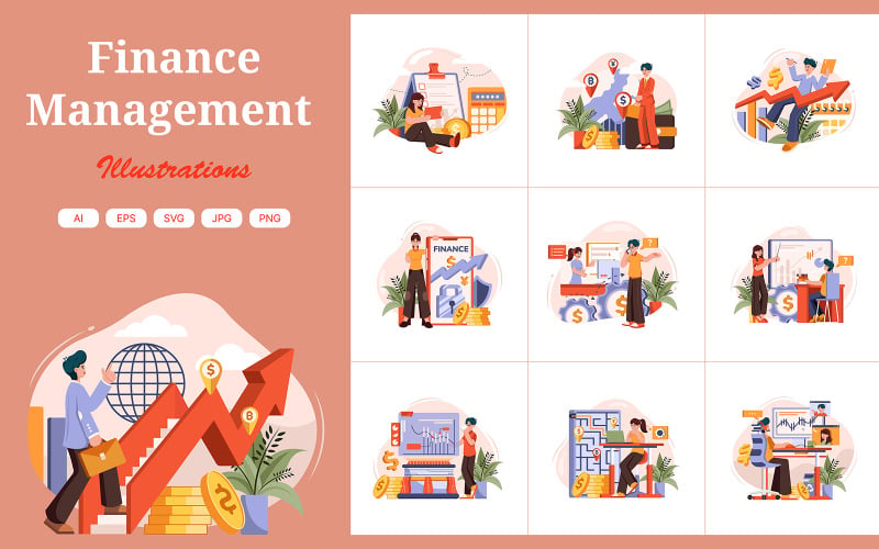 M471_ Pakiet ilustracji dotyczących zarządzania finansami