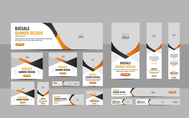 Conjunto de layout de banner da Web ou layout de modelo de design de banner da Web comercial