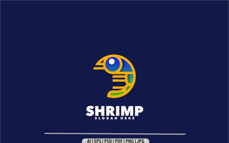Diseño divertido del logo degradado de camarones.