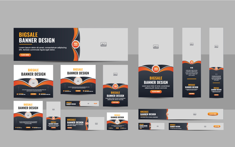Web banner elrendezés készlet vagy üzleti web banner tervezősablon