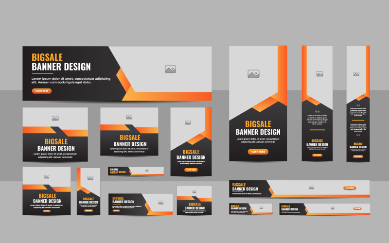 Web banner layout set eller business webb banner mall design layout