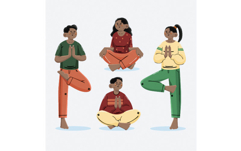 Gente Plana Orgánica Meditando Ilustración