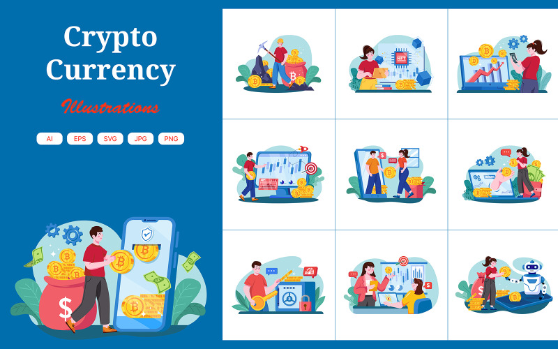 M495_ Pack d'illustrations de crypto-monnaie
