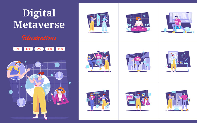 M504_ Pacchetto illustrazioni Digital Metaverse