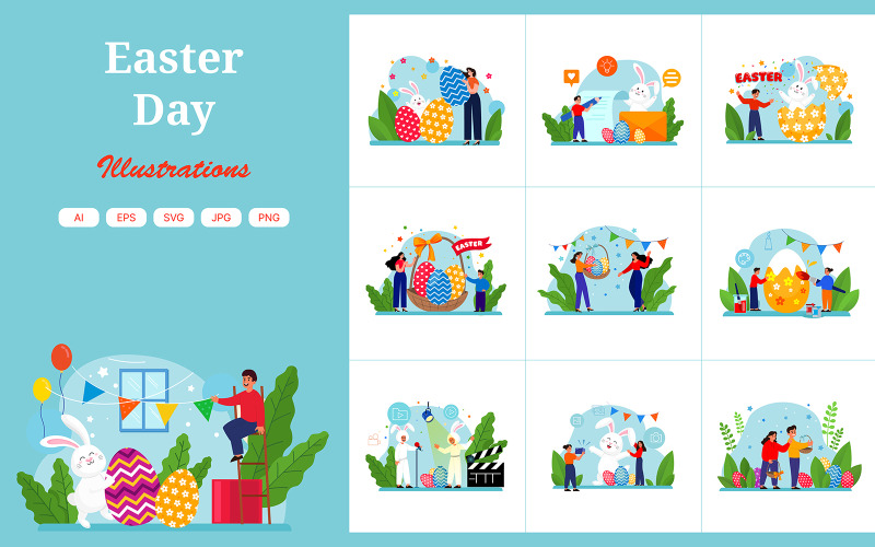 M513_ Paquete de ilustraciones del día de Pascua