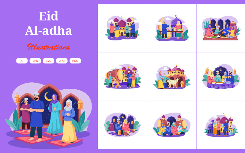 M514_ Pack d'illustrations Eid Mubarak
