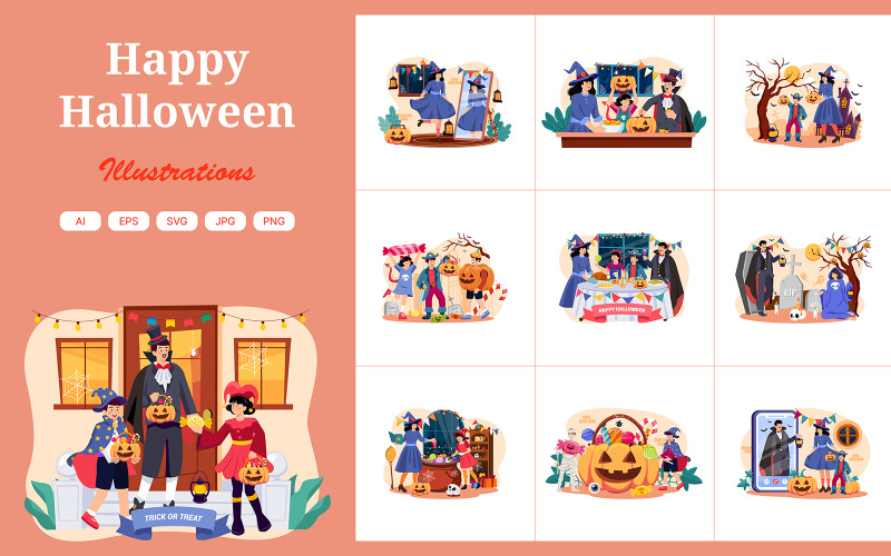 M548_ Набор иллюстраций к Хэллоуину