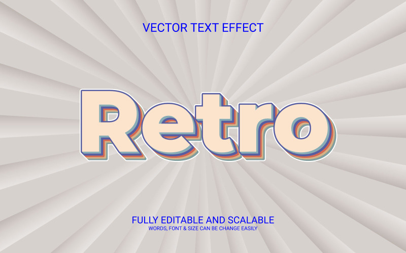 Vollständig bearbeitbare Vektor-3D-Texteffektvorlage im Retro-Stil