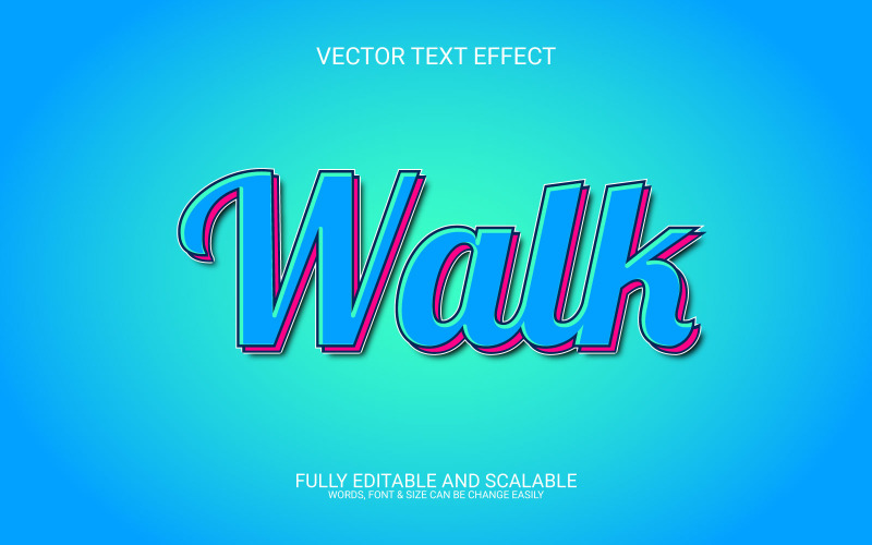 Walk 3D szerkeszthető vektoros Eps szövegeffektus