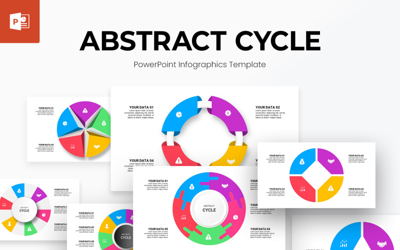 Absztrakt ciklus Infographics PowerPoint sablon