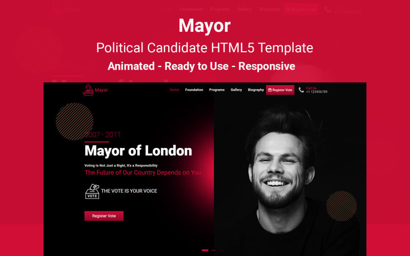 市长 - 政治候选人登陆页面模板