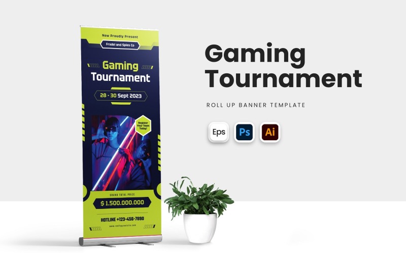 Banner roll-up de torneio de jogos