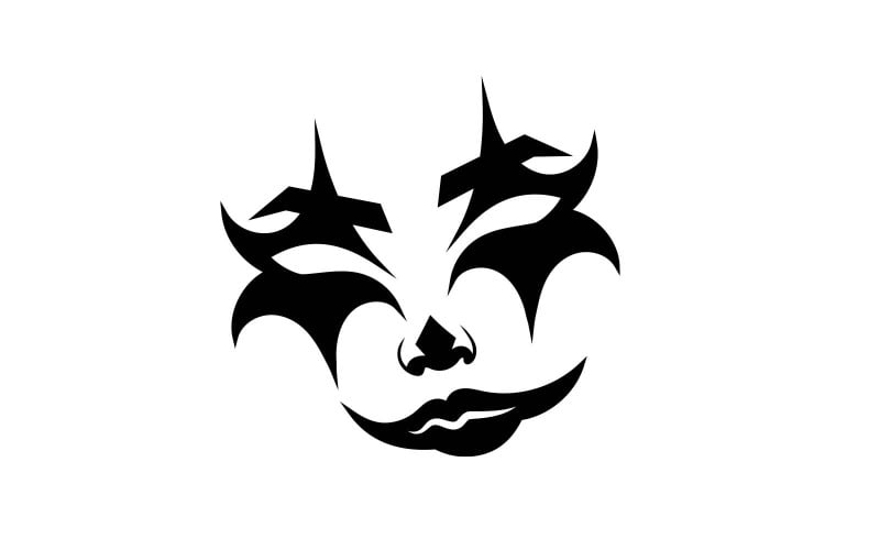 Diseño de logotipo negro de mascarilla Jokar creativa