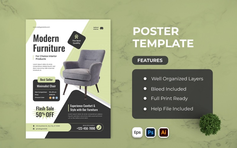 Modello di poster per mobili moderni - TemplateMonster