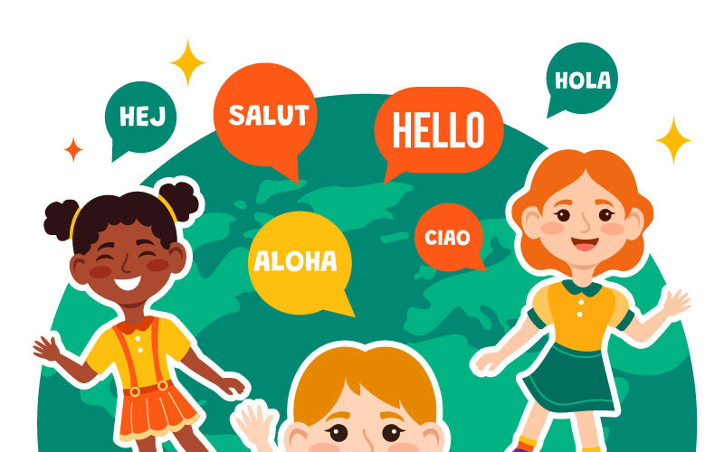 12 Wereld Hallo dag illustratie