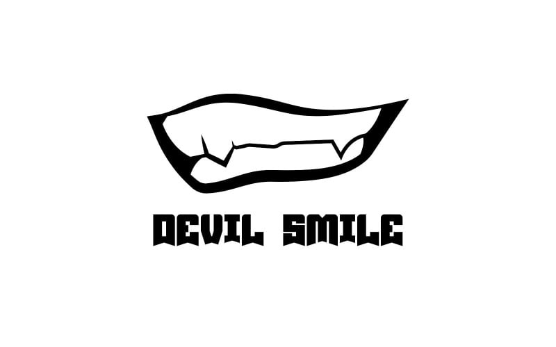 Logotipo criativo do sorriso do diabo com dentes afiados