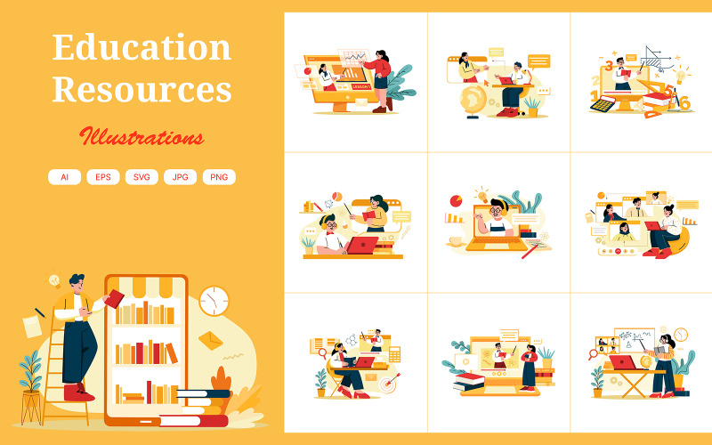 M450_ Illustrationspaket für Online-Bildung