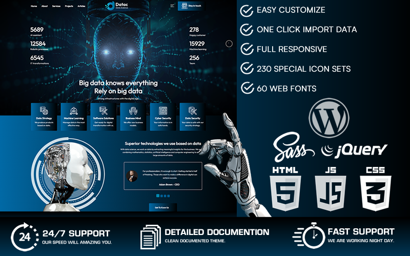Datac — тема WordPress для машинного обучения и науки о данных