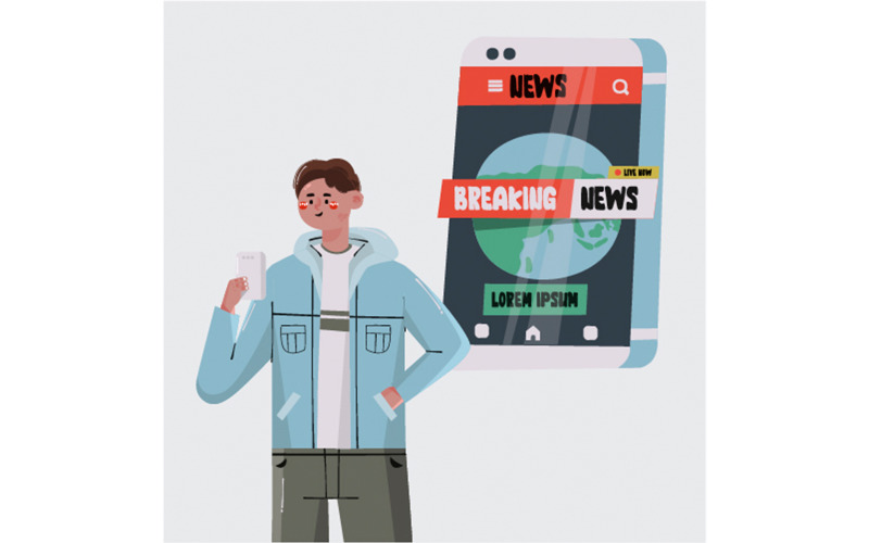 Gente viendo ilustración de noticias de última hora