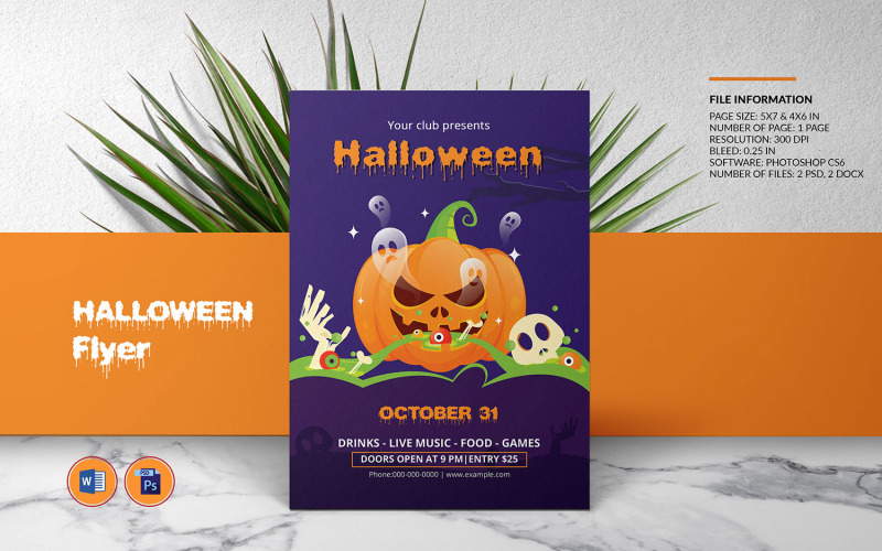 Utskrivbar mall för inbjudan för Halloween-fest