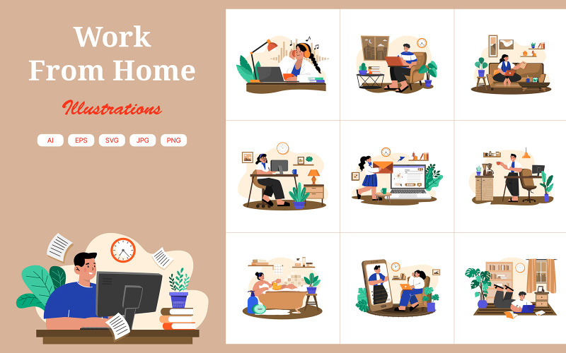 M575_ Pack d'illustrations pour le travail à domicile