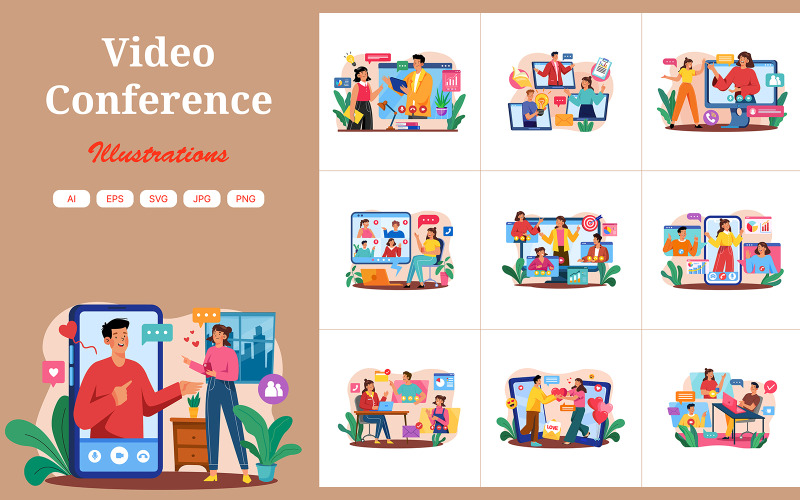 M576_ Videokonferenz-Illustrationspaket