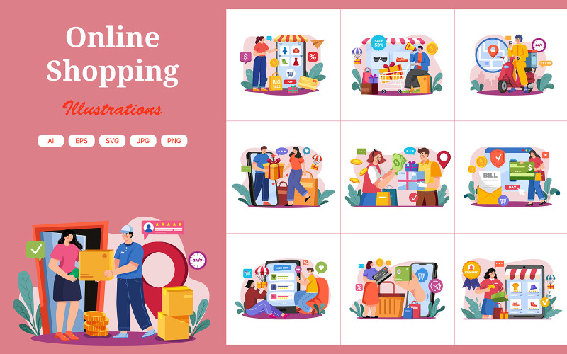 M583_ Online-Shopping-Illustrationspaket