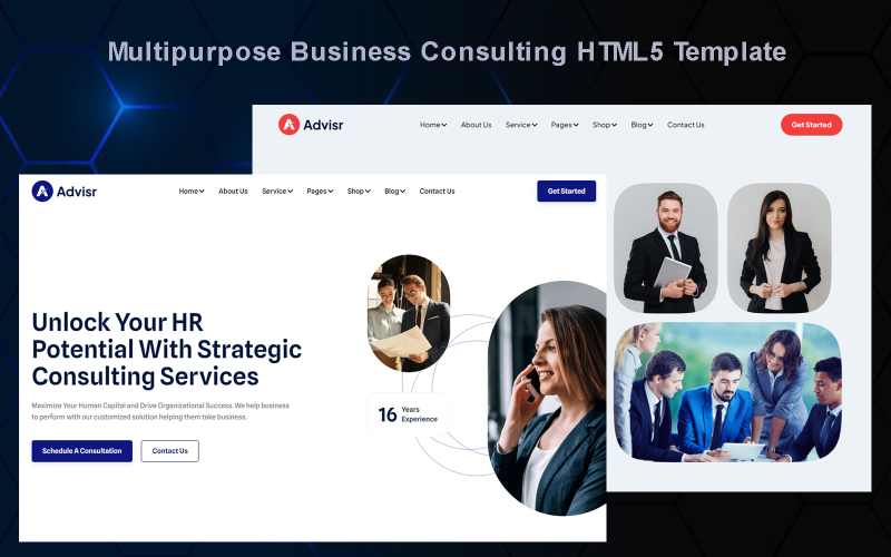 Modelo HTML5 de consultoria de negócios multifuncional