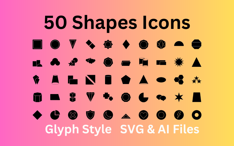 Набір іконок Shapes 50 піктограм гліфів – файли SVG та AI
