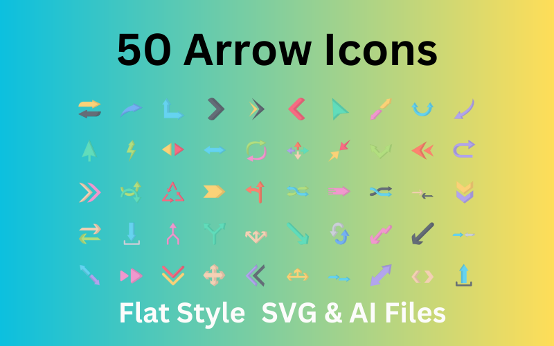Nyilak ikonkészlet 50 lapos ikon - SVG és AI fájlok
