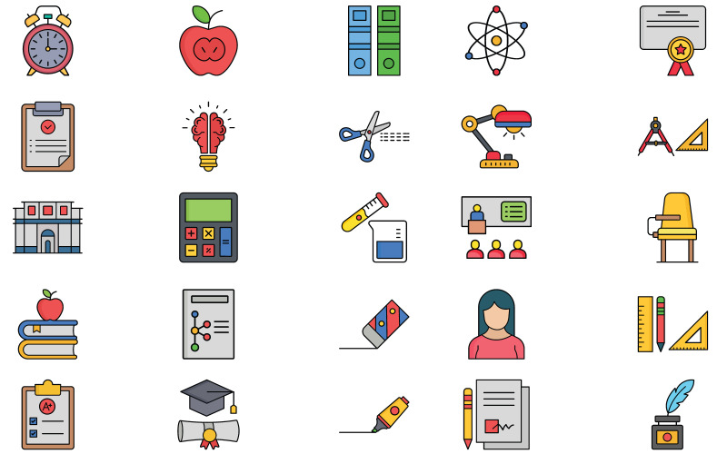 Terug naar school iconen pack set