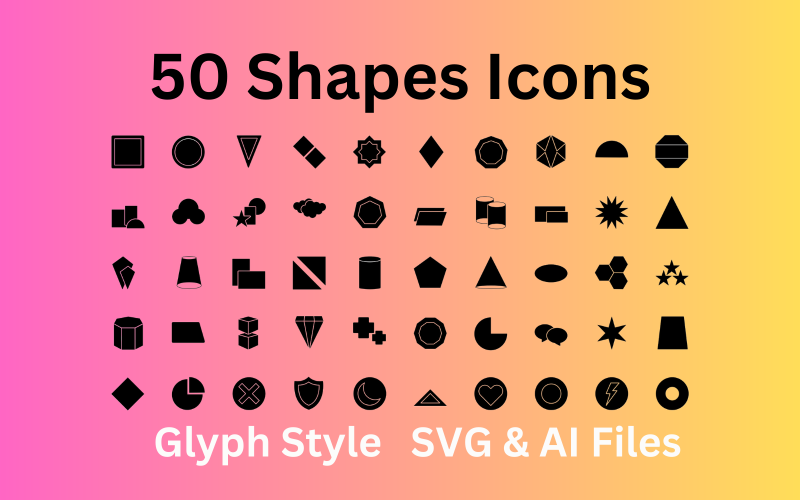Vormen Icon Set 50 Glyph-pictogrammen - SVG- en AI-bestanden
