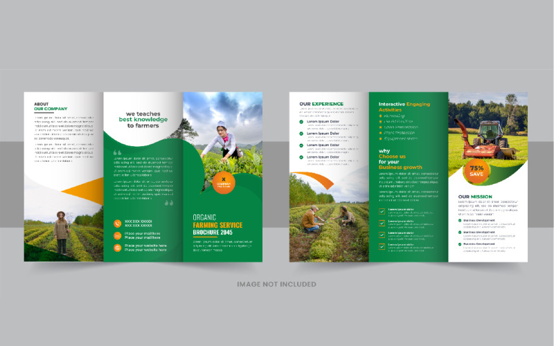 Conception de brochure à trois volets sur le jardinage ou l'entretien de la pelouse