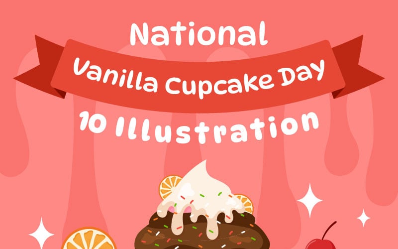 10 Día Nacional del Cupcake de Vainilla Ilustración