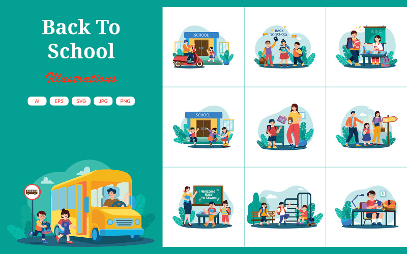 M603_ Illustrationspaket „Zurück zur Schule“.