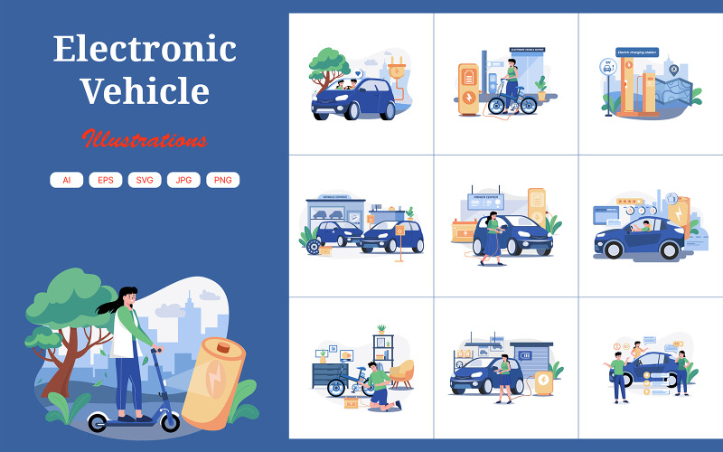 M608_ Pakiet ilustracji pojazdów elektronicznych